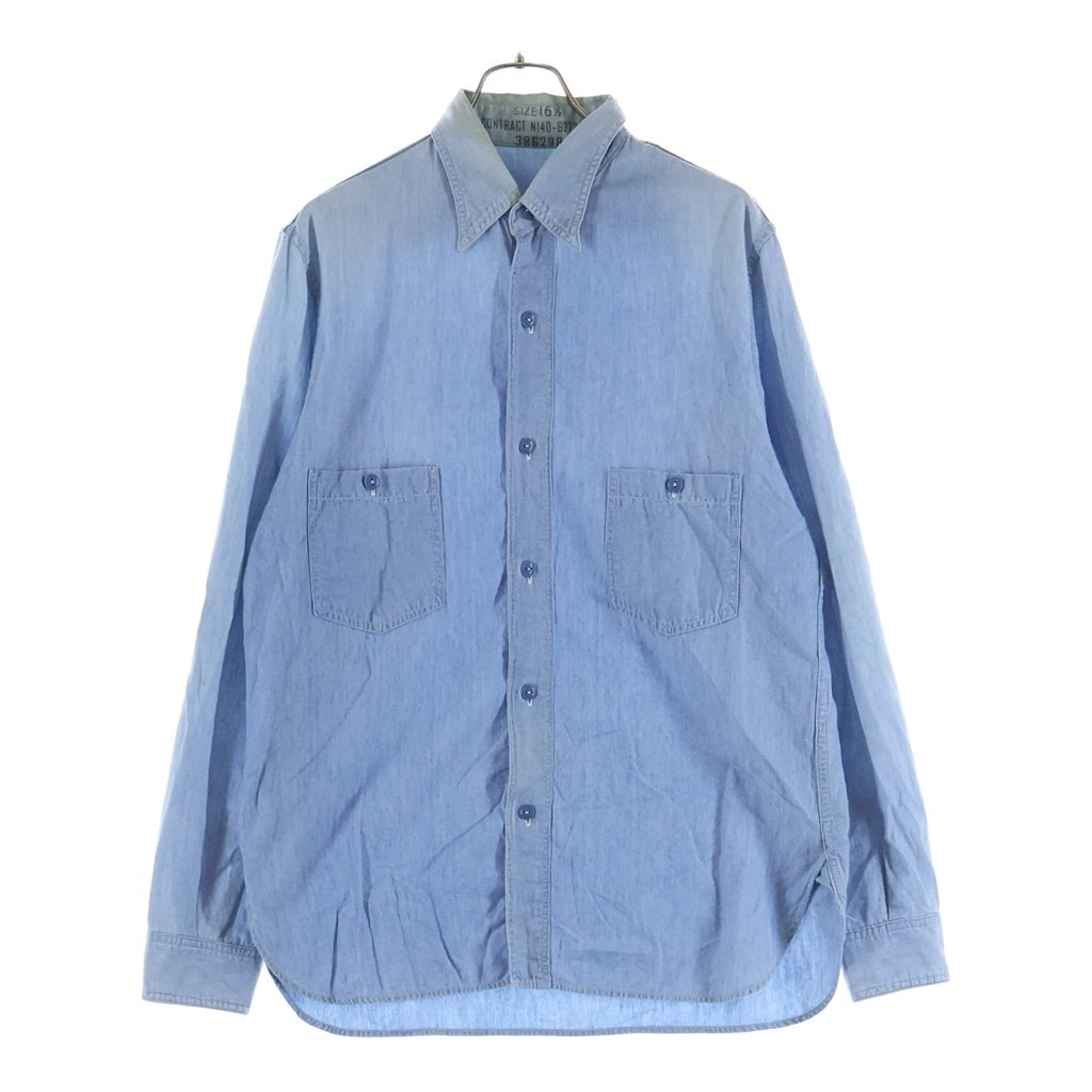 EASTMAN LEATHER CLOTHING(イーストマンレザークロージング) USN CHAMBRAY SHIRT シャンブレーシャツ 長袖シャツ ブルー