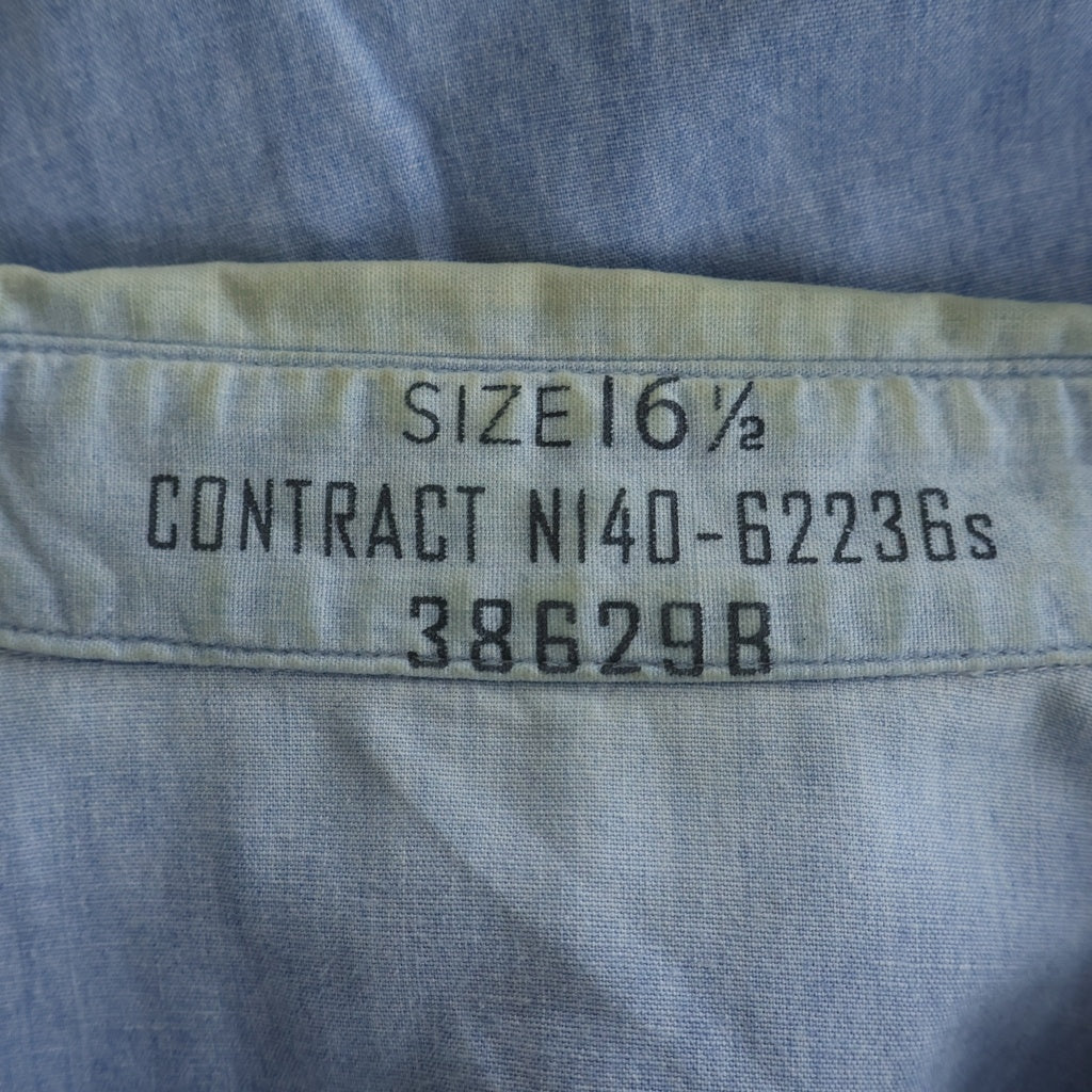 EASTMAN LEATHER CLOTHING(イーストマンレザークロージング) USN CHAMBRAY SHIRT シャンブレーシャツ 長袖シャツ ブルー