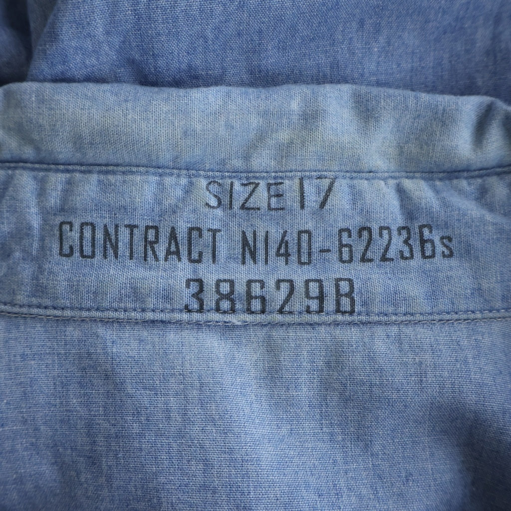 NIGEL CABOURN(ナイジェルケーボン) USN CHAMBRAY SHIRT シャンブレーシャツ 長袖シャツ ブルー