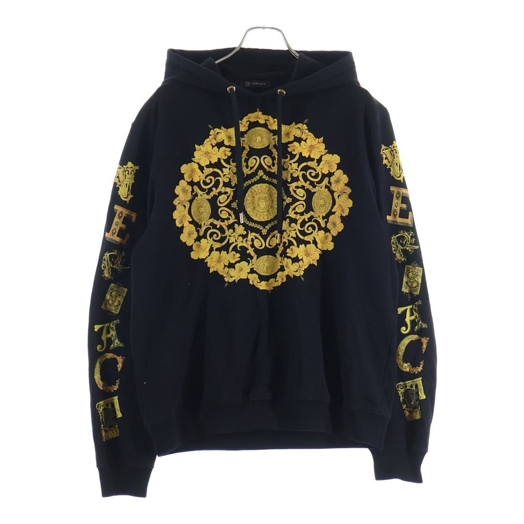 VERSACE(ヴェルサーチ) Barok Medusa バロック柄 メデューサ プルオーバーパーカー フーディー ブラック/イエロー A81934