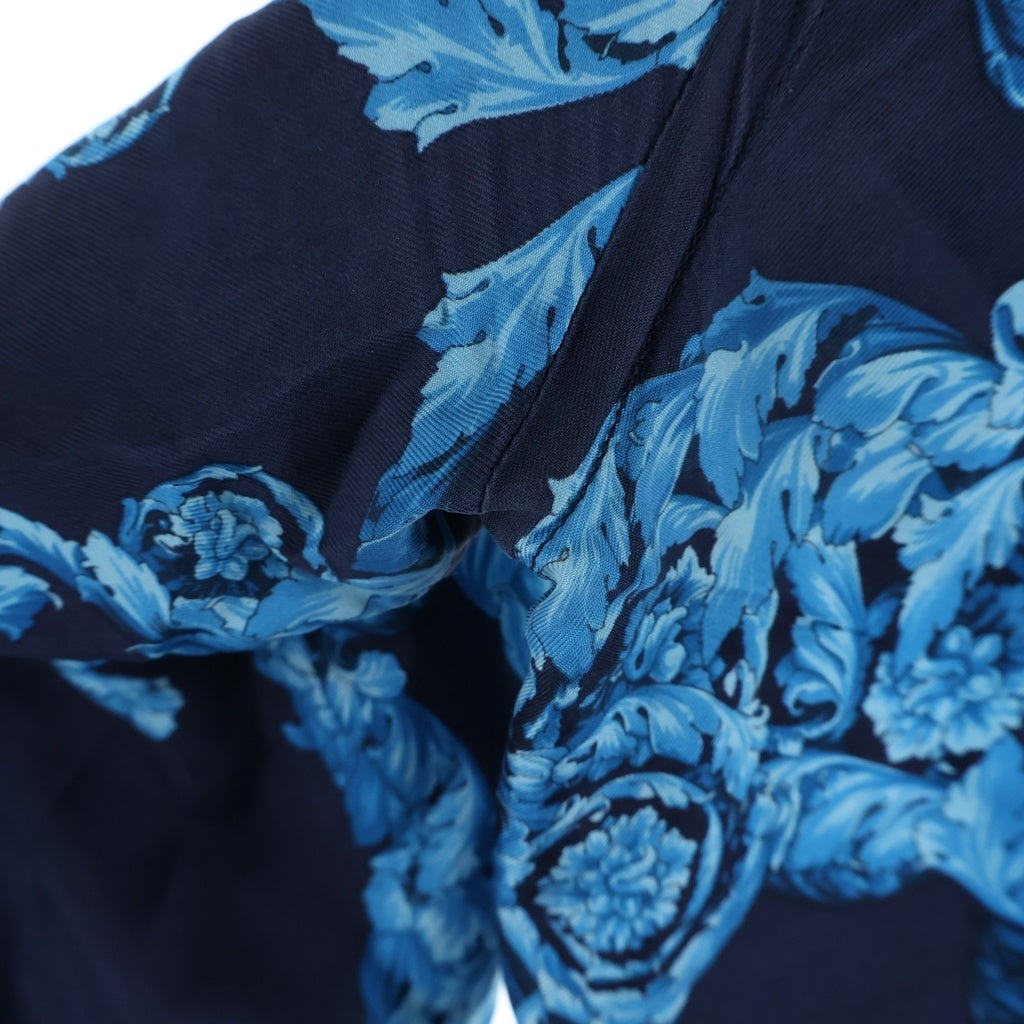 VERSACE COLLECTION(ヴェルサーチコレクション) ヒョウ柄 シルク 長袖シャツ ネイビー/ブルー V300099