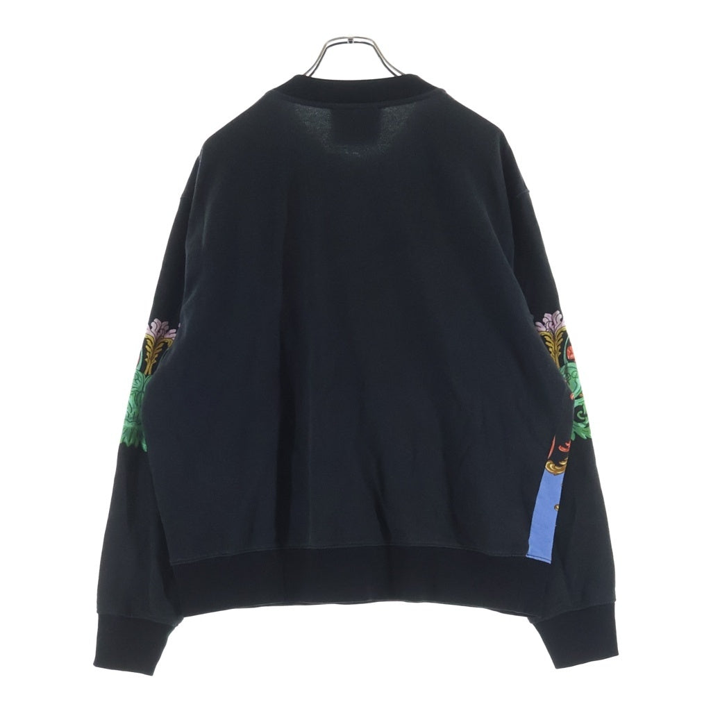 VERSACE JEANS COUTURE(ヴェルサーチジーンズクチュール) Barok Desenli Sweatshirt バロック柄 クルーネックスウェット トレーナー ブラック/マルチカラー 72GAI3RS