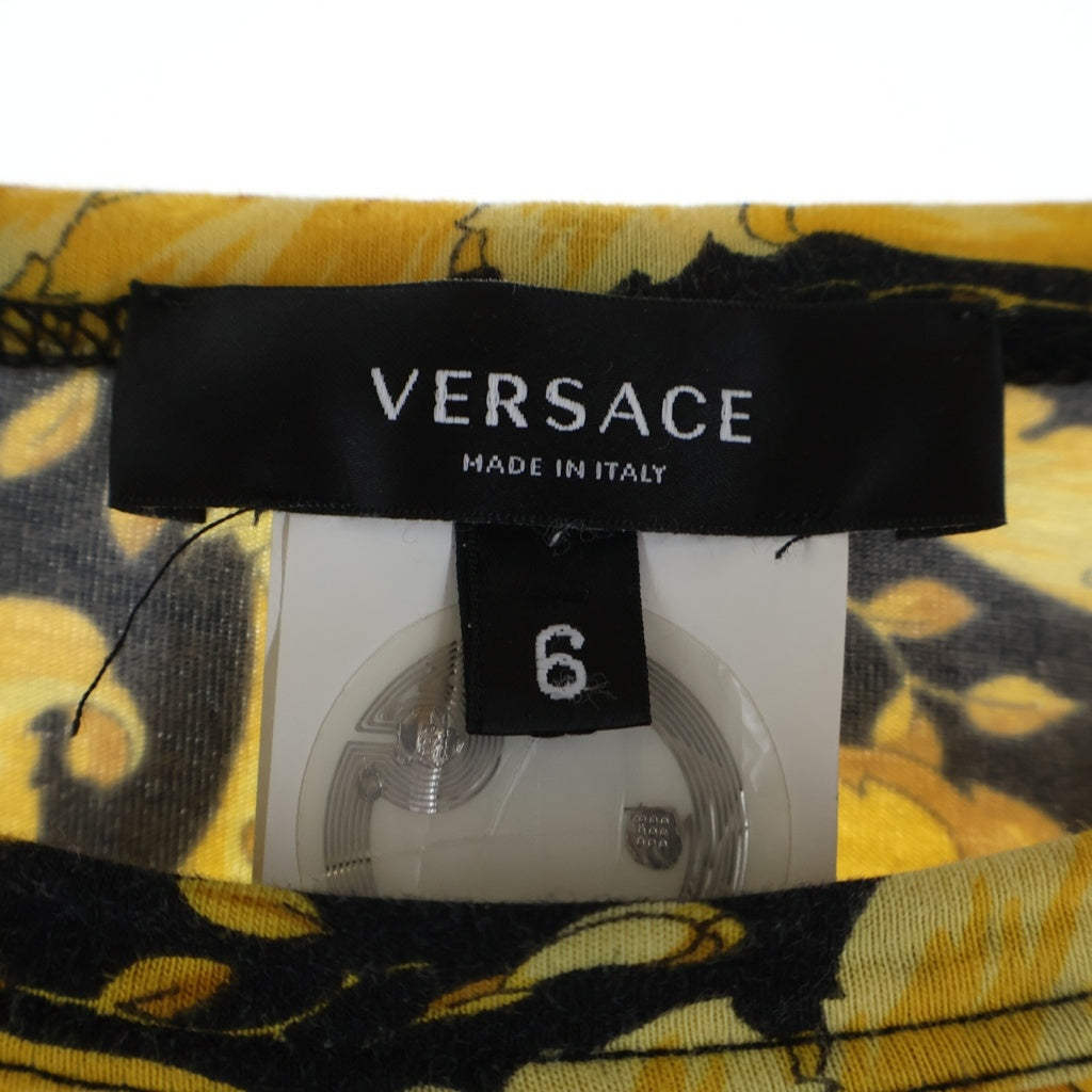 VERSACE(ヴェルサーチ) Barocco バロッコ デジタルプリント コットン 半袖Tシャツ カットソー ブラック/イエロー 1000959
