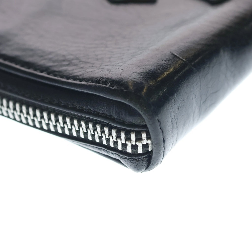 CHROME HEARTS(クロムハーツ) REC F ZIP 3セメタリー クロスパッチ ラウンドファスナーウォレット 長財布 ブラック