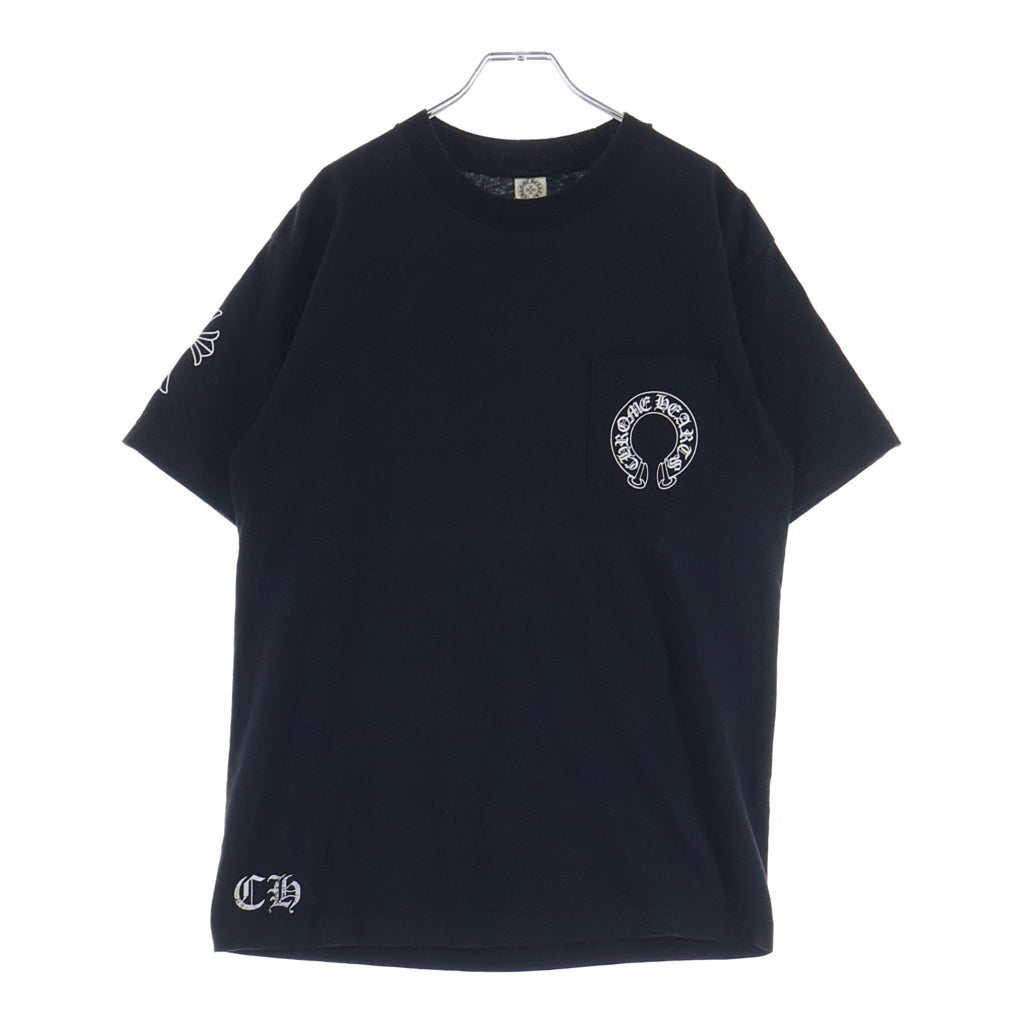 CHROME HEARTS(クロムハーツ) OLD SCROLL LABEL T-SHIRT オールド スクロールラベルプリント クルーネックポケット半袖Tシャツ ブラック