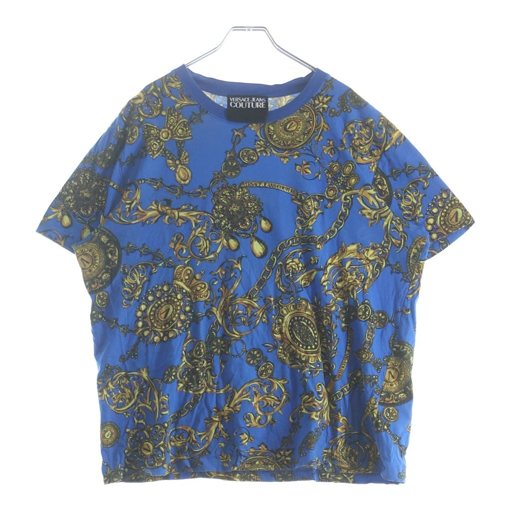 VERSACE JEANS COUTURE(ヴェルサーチジーンズクチュール) クルーネック Tシャツ 半袖 カットソー ブルー 71GAH6S0ーJS015