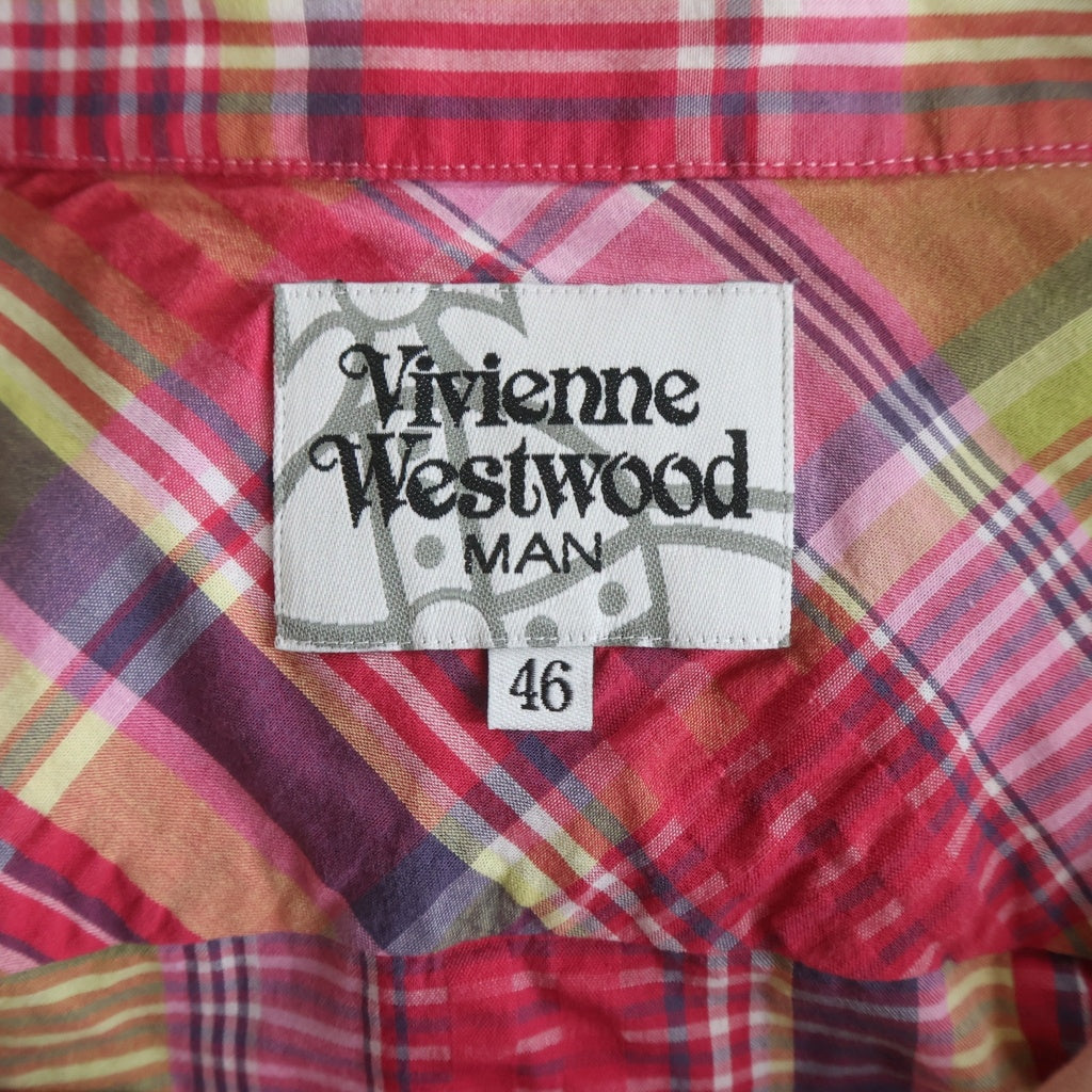 Vivienne Westwood MAN(ヴィヴィアンウエストウッドマン) チェックシャツ フロントロゴ刺繍 長袖シャツ マルチカラー VW-WR-71499