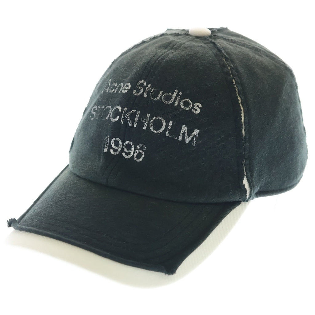 Acne Studios(アクネ ストゥディオズ) STOCKHOLM ロゴプリント ベースボールキャップ 帽子 ブラック FN-UX-HATS000289