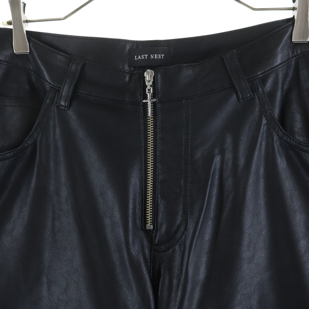 LAST NEST(ラスト ネスト) Faux Leather Cargo Pants V2 2WAY フェイクレザーパンツ ハーフパンツ ショーツ ブラック