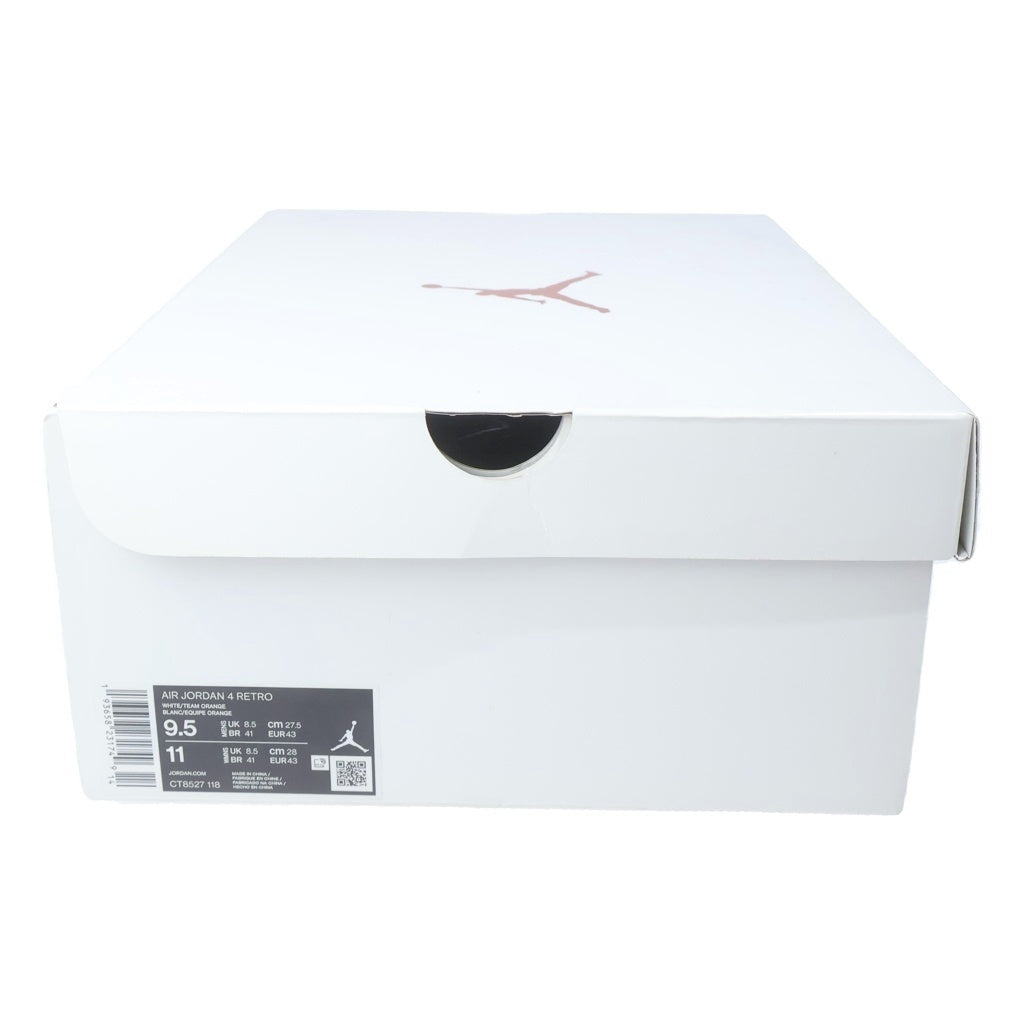 NIKE(ナイキ) AIR JORDAN 4 RETRO TEAM ORANGE エアジョーダン4 レトロ チームオレンジ ハイカットスニーカー ホワイト/オレンジ US9.5/27.5cm CT8527-118