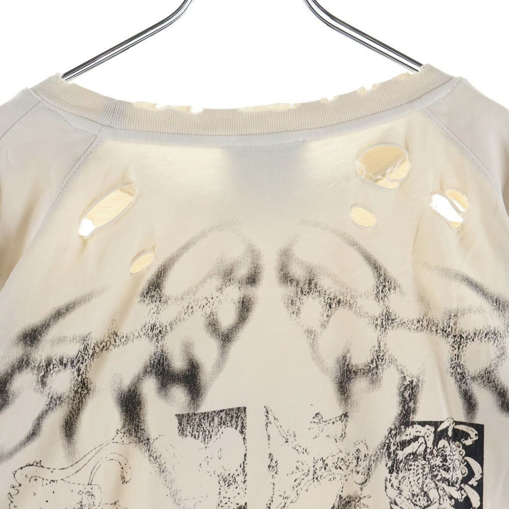 Free World Order FVVO(フリーワールドオーダー) SKELETON BROKEN HOLE T-SHIRT ダメージ加工 半袖Tシャツ カットソー ホワイト