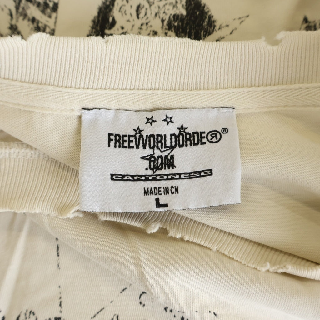 Free World Order FVVO(フリーワールドオーダー) SKELETON BROKEN HOLE T-SHIRT ダメージ加工 半袖Tシャツ カットソー ホワイト
