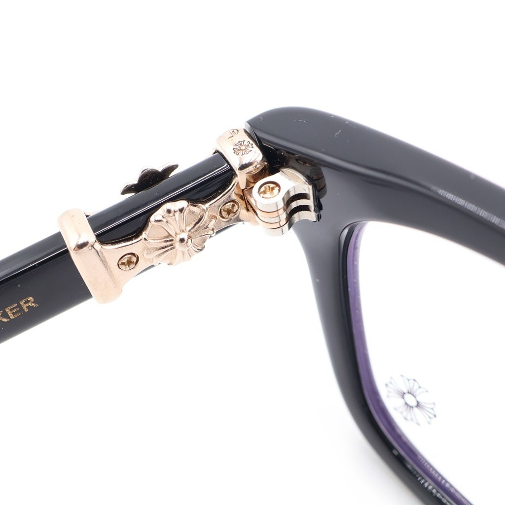 CHROME HEARTS(クロムハーツ) COX UCKER CHクロステンプル ウェリントンアイウェア 眼鏡 ブラック/ゴールド
