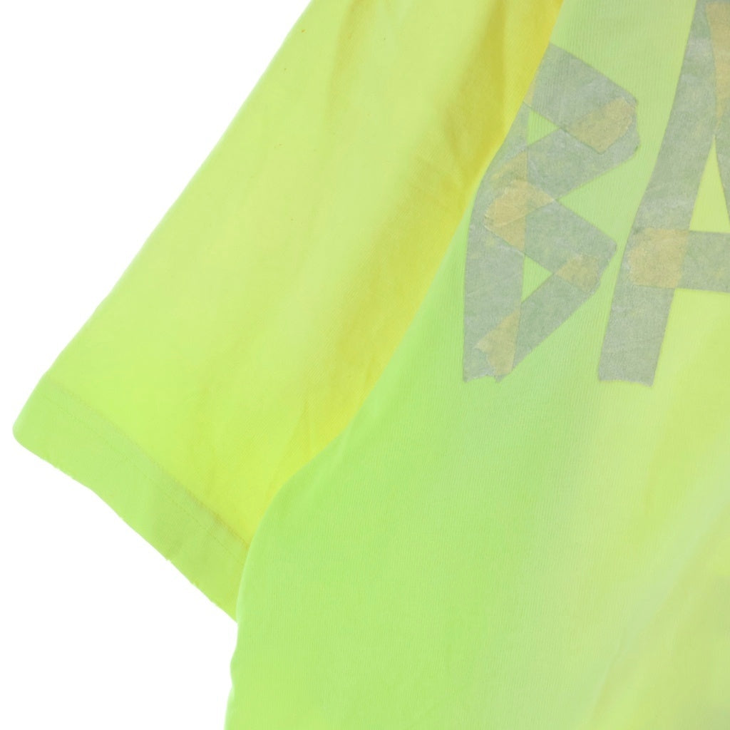 BALENCIAGA(バレンシアガ) デストロイ加工 テープロゴ クルーネック半袖Tシャツ カットソー イエロー 739784 T0VA9