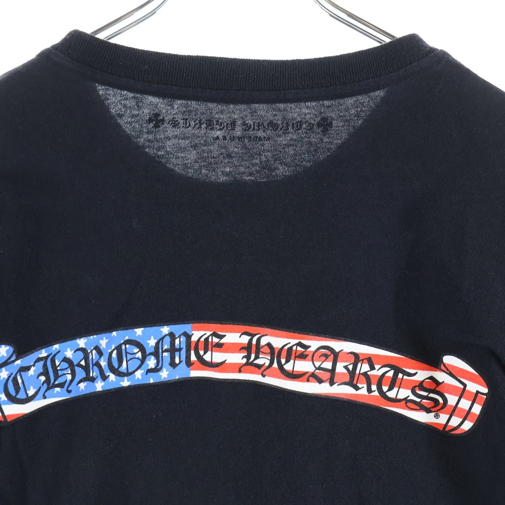 CHROME HEARTS(クロムハーツ) American Flag Back Scroll Logo Label L/S Tee 星条旗 アメリカンフラッグ 長袖Tシャツ カットソー ブラック