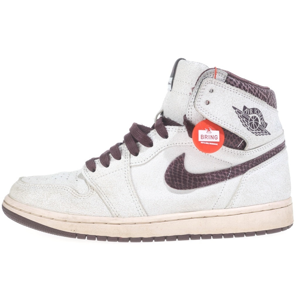 NIKE(ナイキ) ×A MA MANIERE AIR JORDAN 1 RETRO HIGH OG SAIL AND BURGUNDY アマニエール エアジョーダン1 レザーハイカットスニーカー ホワイト US10/28cm DO7097-100