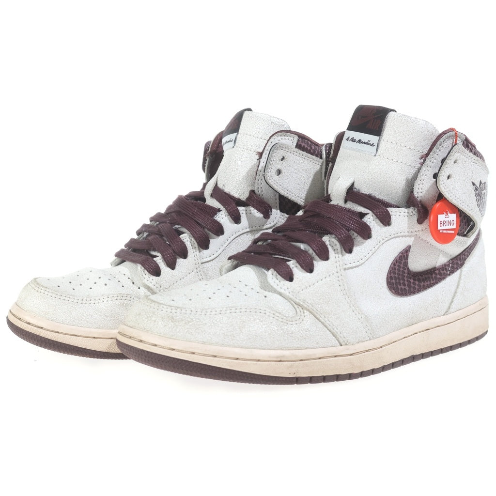 NIKE(ナイキ) ×A MA MANIERE AIR JORDAN 1 RETRO HIGH OG SAIL AND BURGUNDY アマニエール エアジョーダン1 レザーハイカットスニーカー ホワイト US10/28cm DO7097-100