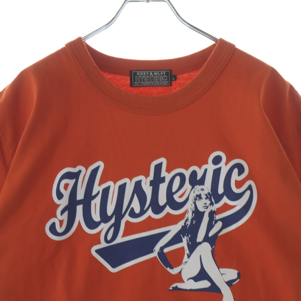 HYSTERIC GLAMOUR(ヒステリックグラマー) 25SS LEAGUE ロゴプリント 半袖Tシャツカットソー 02251CT08 オレンジ 02251CT08
