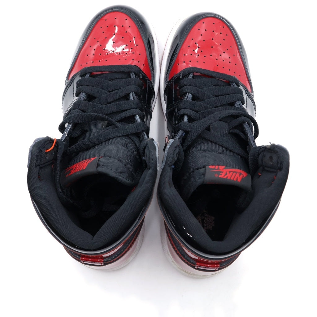 NIKE(ナイキ) GS Air Jordan 1 High OG Patent Bred エアジョーダン1 パテントブレッド ハイカットスニーカー ブラック/レッド US6/24cm 575441-063