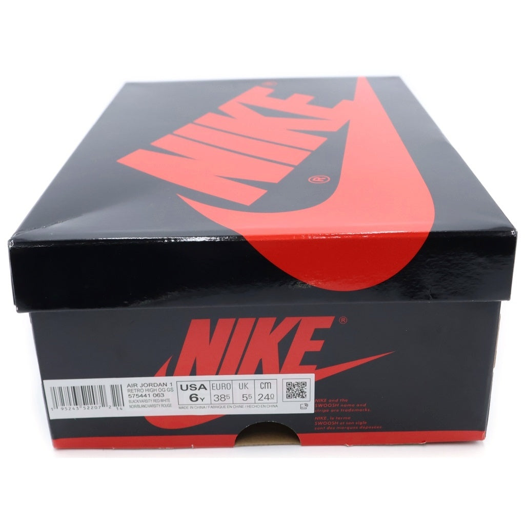 NIKE(ナイキ) GS Air Jordan 1 High OG Patent Bred エアジョーダン1 パテントブレッド ハイカットスニーカー ブラック/レッド US6/24cm 575441-063