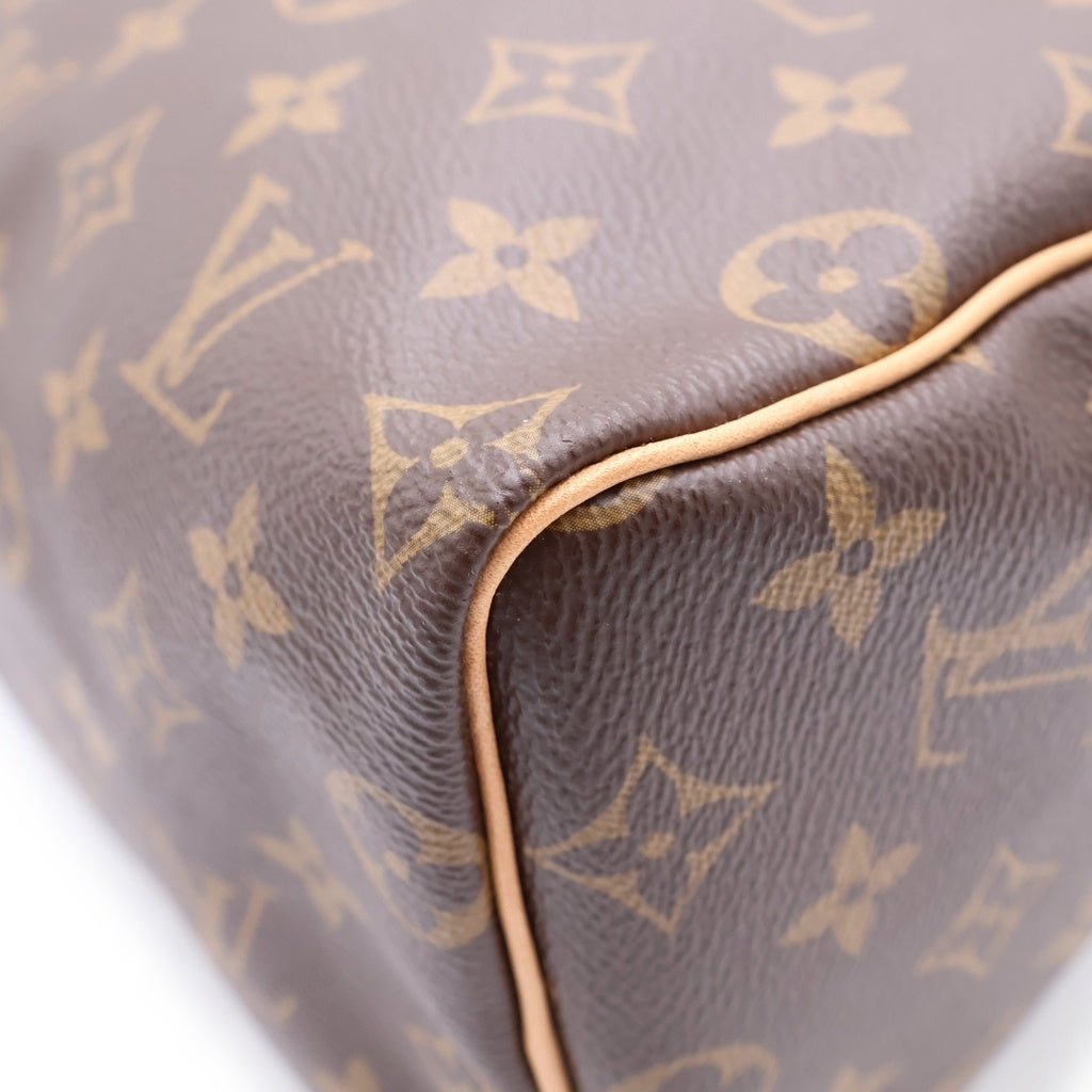 LOUIS VUITTON(ルイヴィトン) モノグラム スピーディ25 ハンドバッグ ボストンバッグ ブラウン レザー×PVC M41528 ゴールド金具 レディース