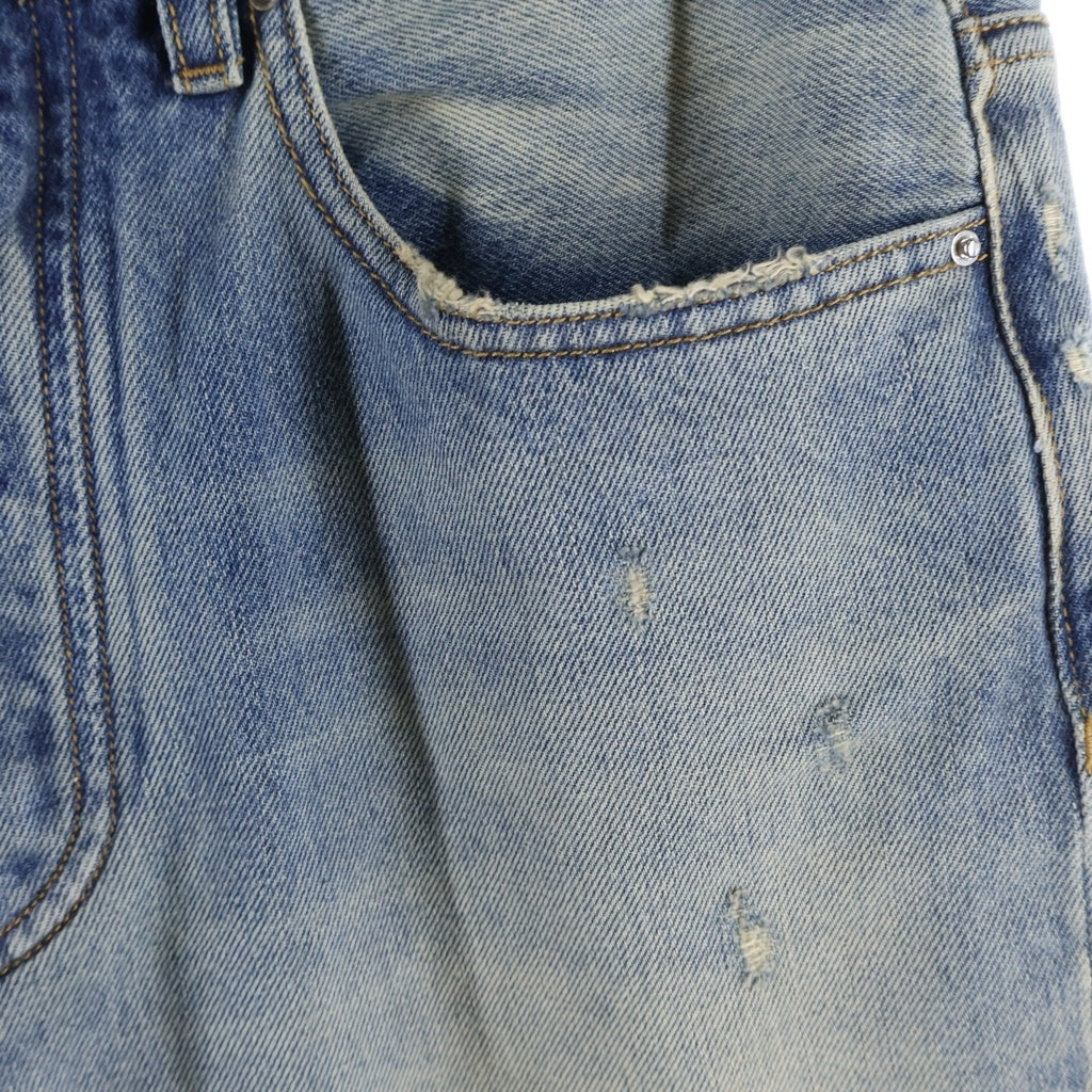 AMIRI(アミリ) 25SS MA QUAD EMBROIDERED FLARE / IND ロゴ刺繍 フレアダメージデニムパンツ インディゴ SRAMDNFR1015A -