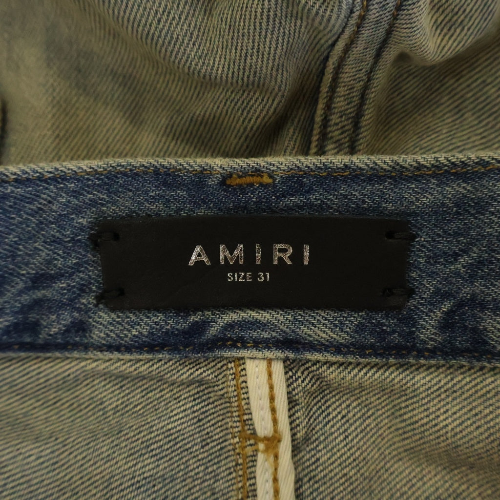 AMIRI(アミリ) 25SS MA QUAD EMBROIDERED FLARE / IND ロゴ刺繍 フレアダメージデニムパンツ インディゴ SRAMDNFR1015A -
