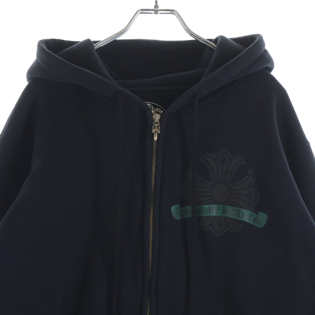 CHROME HEARTS(クロムハーツ) OLD CH PLUS 袖CHプラスプリント ジップアップ パーカー ブラック/グリーン