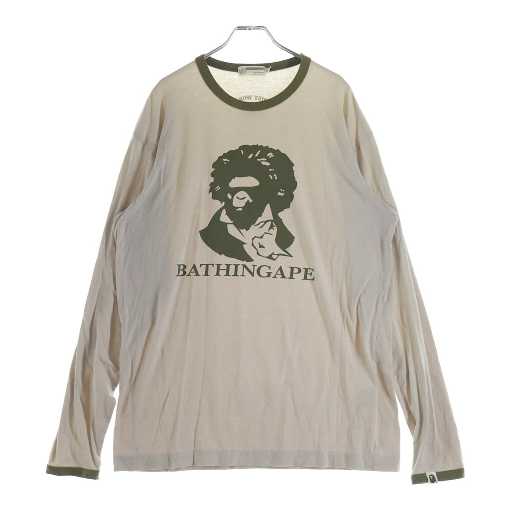 A BATHING APE(アベイシングエイプ) ベートーヴェン サルカモロゴ 長袖Tシャツ カットソー ブラウン
