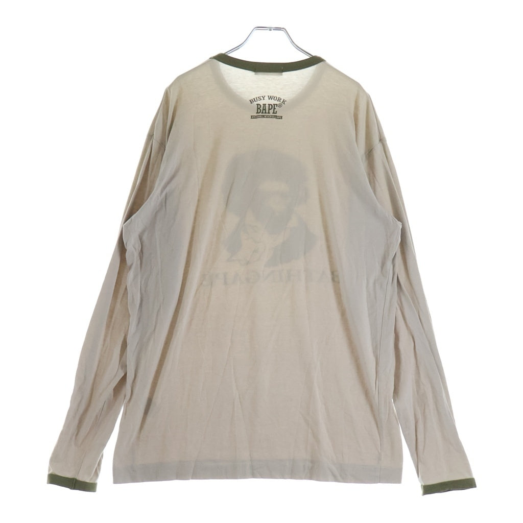 A BATHING APE(アベイシングエイプ) ベートーヴェン サルカモロゴ 長袖Tシャツ カットソー ブラウン