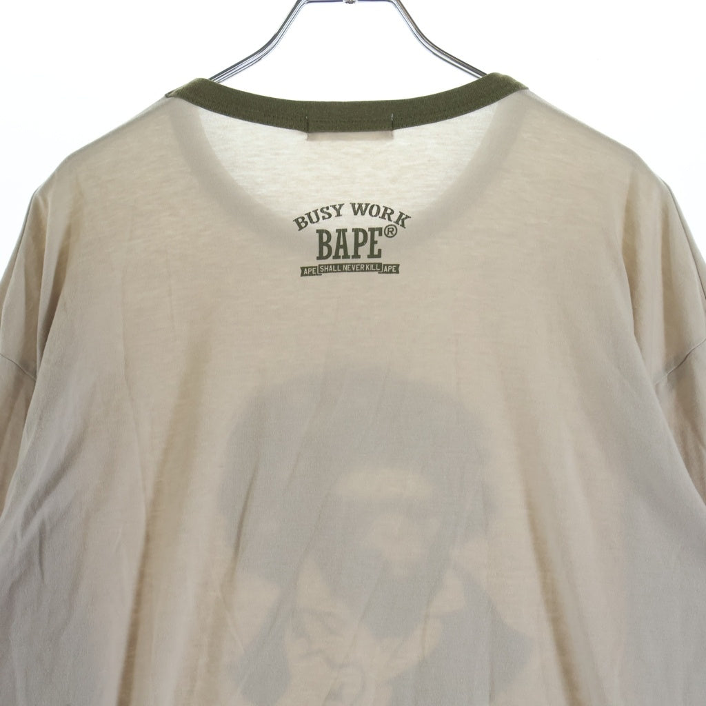 A BATHING APE(アベイシングエイプ) ベートーヴェン サルカモロゴ 長袖Tシャツ カットソー ブラウン