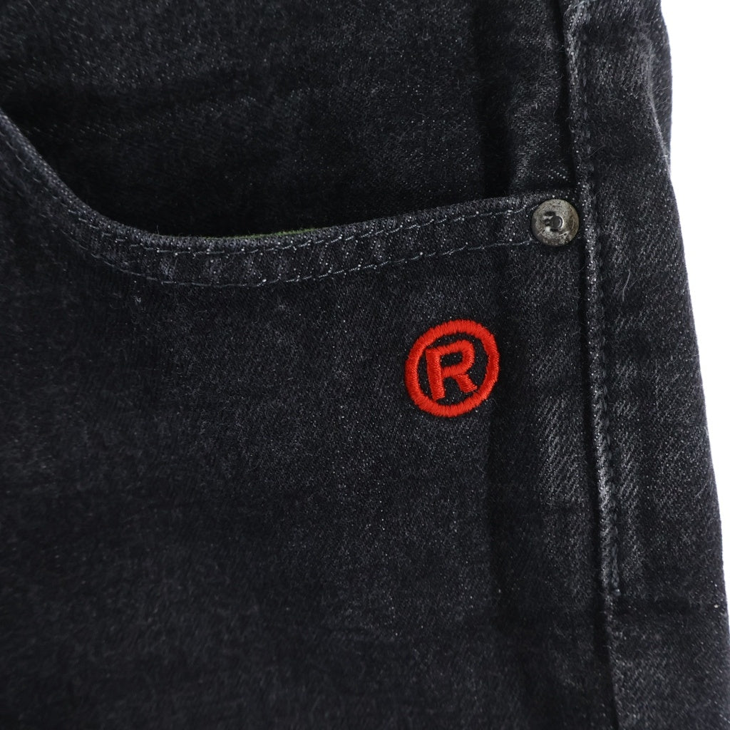 A BATHING APE(アベイシングエイプ) サル ロゴ刺繍 ストレートデニムパンツ ブラック