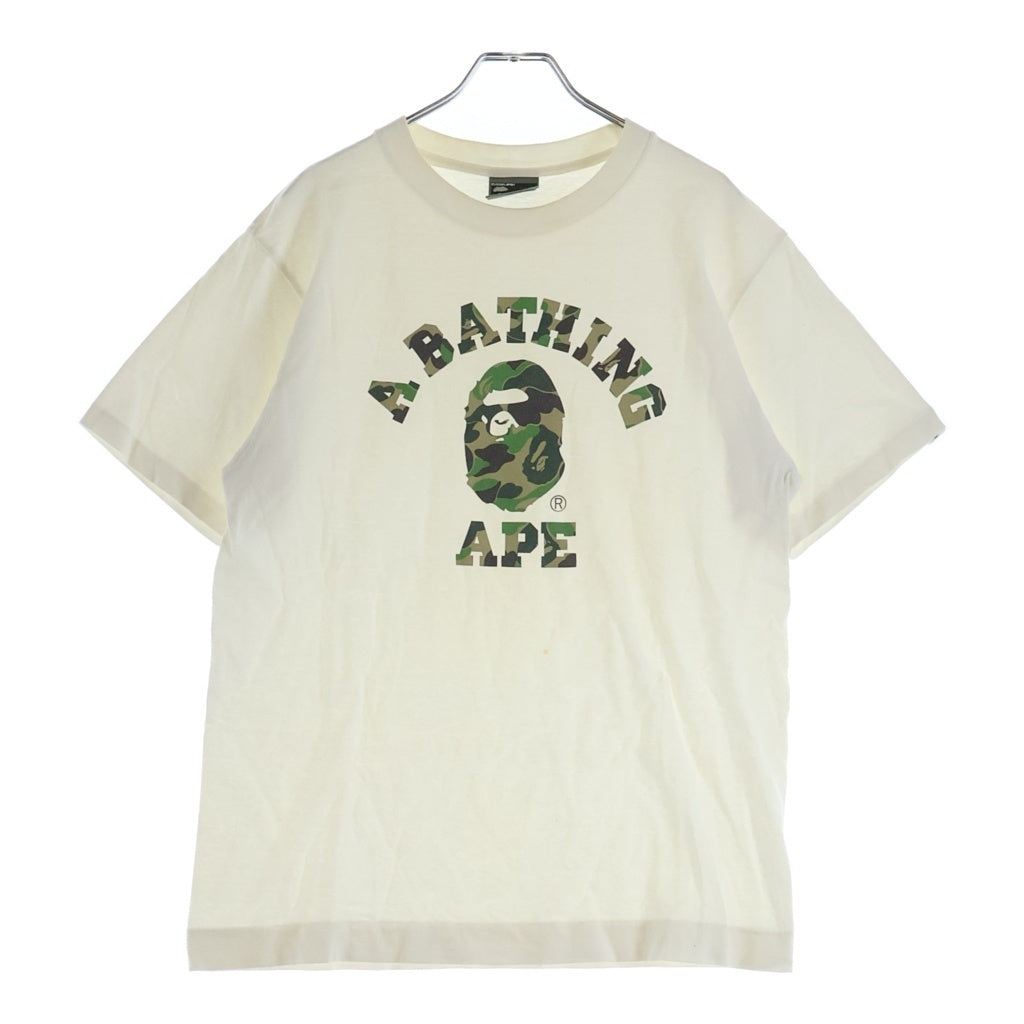 A BATHING APE(アベイシングエイプ) 90s CAMO COLLEGE TEE サルカモ カレッジ 半袖Tシャツ カットソー ホワイト/ブラウン