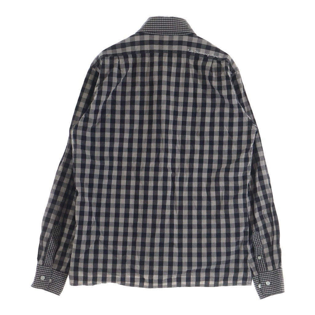 A BATHING APE(アベイシングエイプ) チェック柄 フランネル長袖シャツ グレー