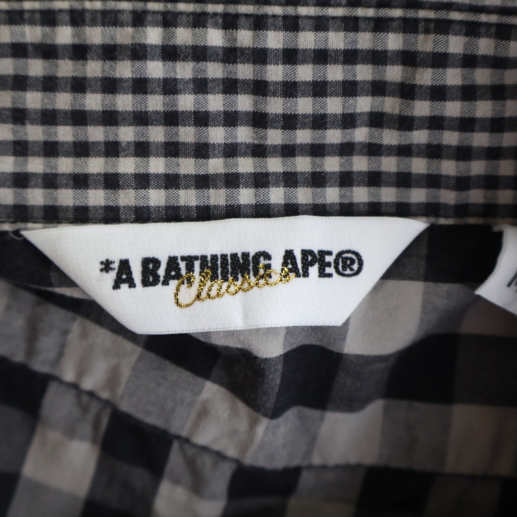 A BATHING APE(アベイシングエイプ) チェック柄 フランネル長袖シャツ グレー