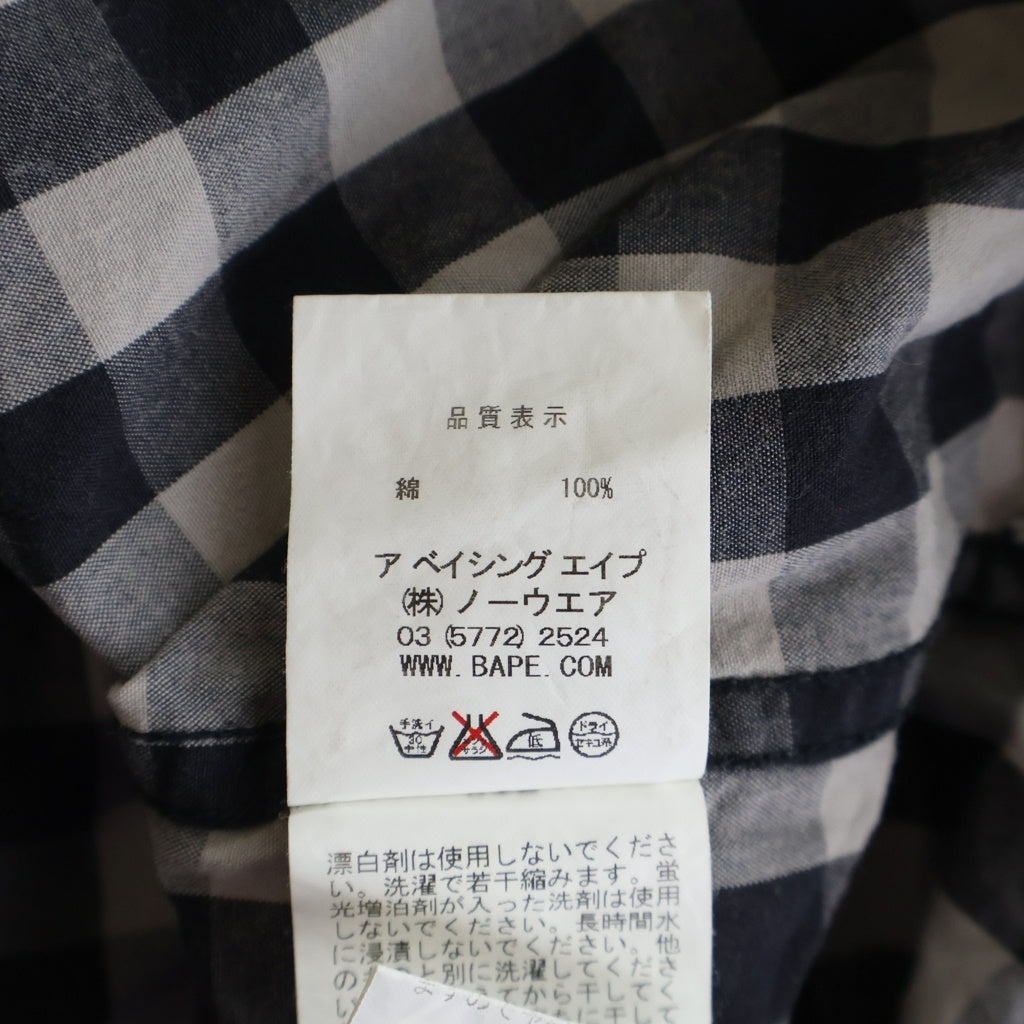 A BATHING APE(アベイシングエイプ) チェック柄 フランネル長袖シャツ グレー