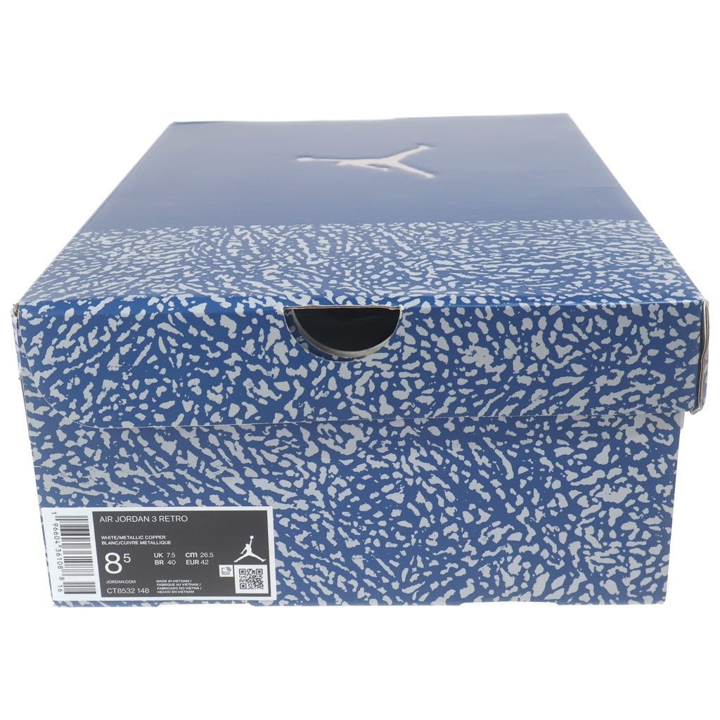 NIKE(ナイキ) AIR JORDAN 3 RETRO TRUE BLUE エアジョーダン3 レトロ トゥルーブルー ローカットスニーカー ホワイト/ブルー US8.5/26.5cm CT8532-148