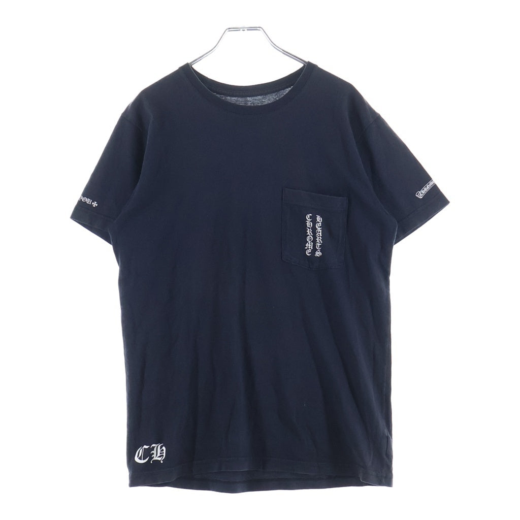 CHROME HEARTS(クロムハーツ) SCROLL LABEL T-SHIRT スクロールラベルプリント クルーネックポケット 英字プリント 半袖Tシャツ カットソー ブラック