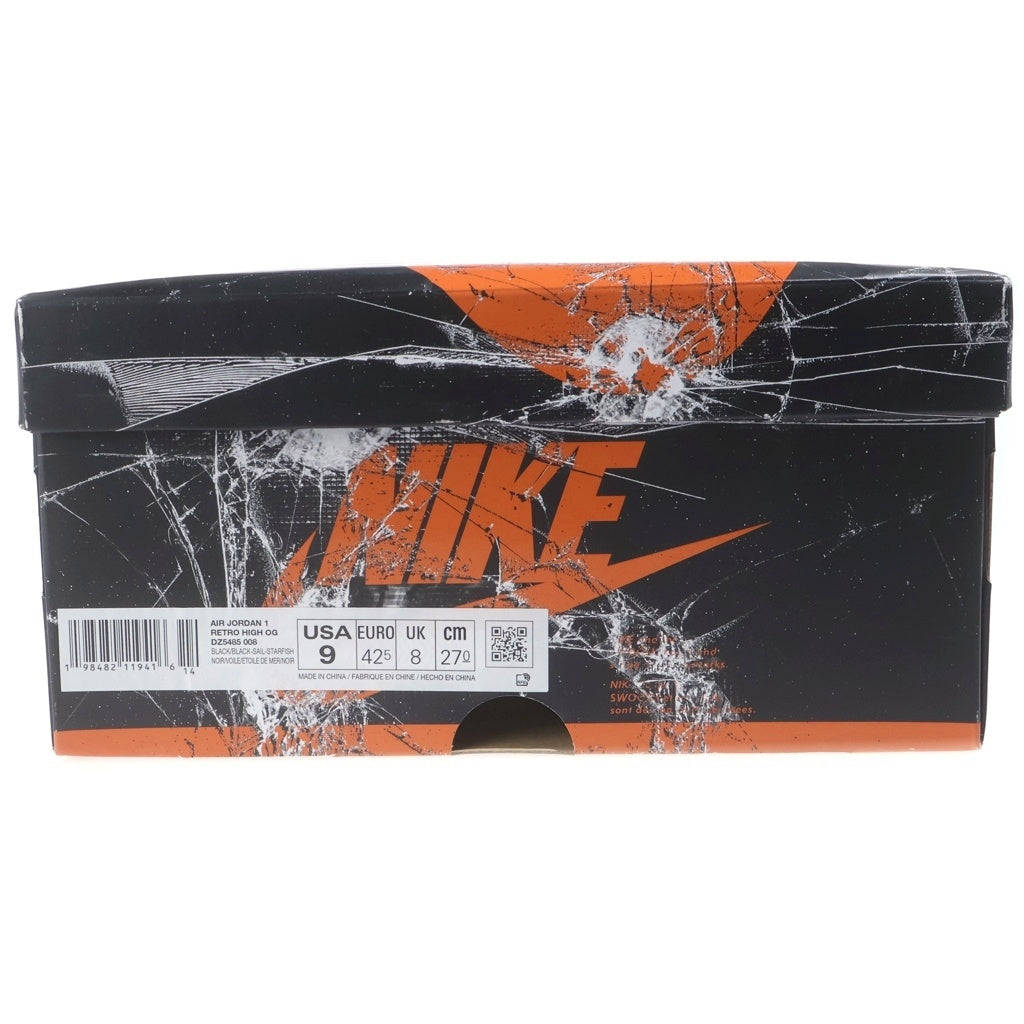 NIKE(ナイキ) AIR JORDAN RETRO HIGH OG エアジョーダン 1 レトロ オージー ハイカットスニーカー オレンジ/ブラック/ホワイト US9/27cm DZ5485-008