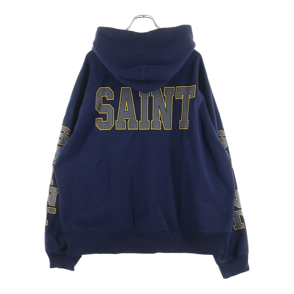 SAINT MICHAEL(セントマイケル) 25AW HOODIE SAINT NAVY ロゴプリント プルオーバーパーカー スウェット ネイビー SM-HR1-0000-055