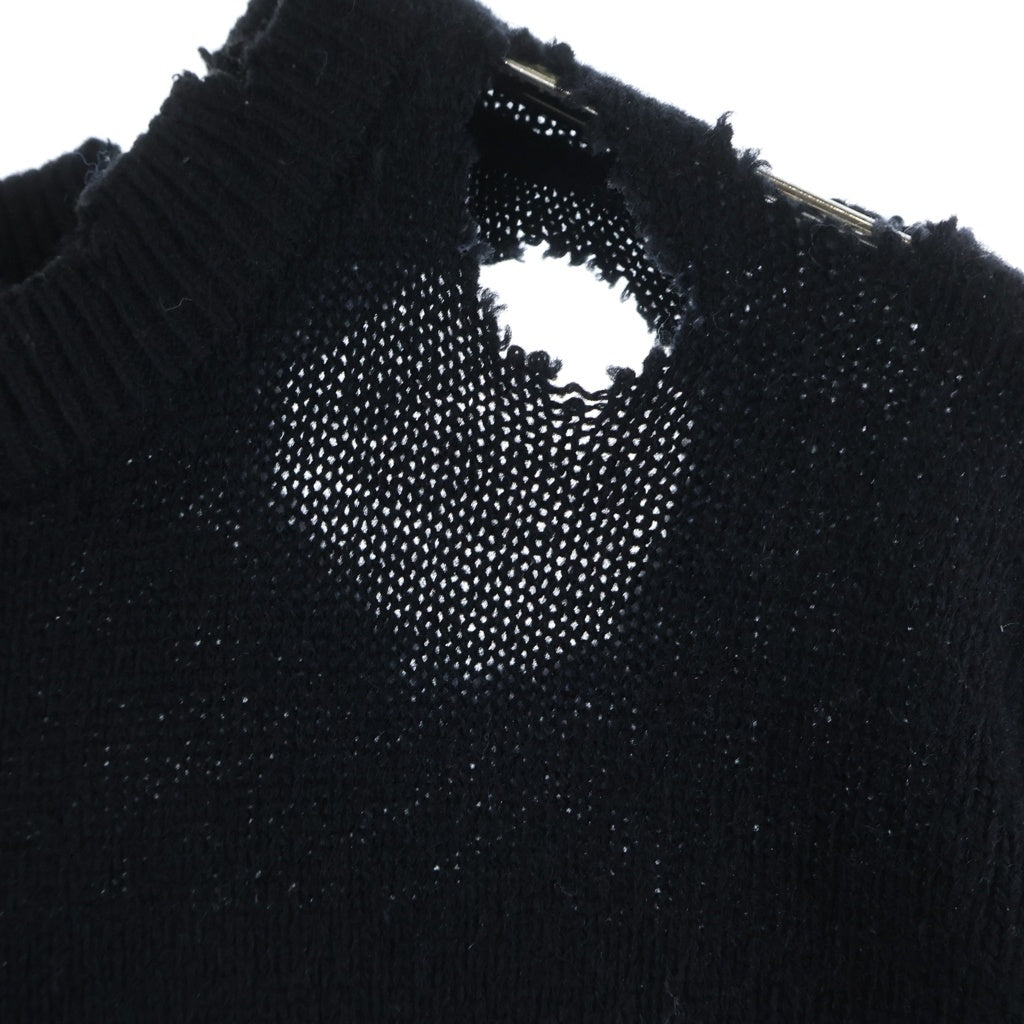 SAINT MICHAEL(セントマイケル) 24AW×Sex Pistols xセックスピストルズ SP CREW KNT I AM A クラッシュ加工クルーネックニットセーター ブラック SM-YS1-0000-C24