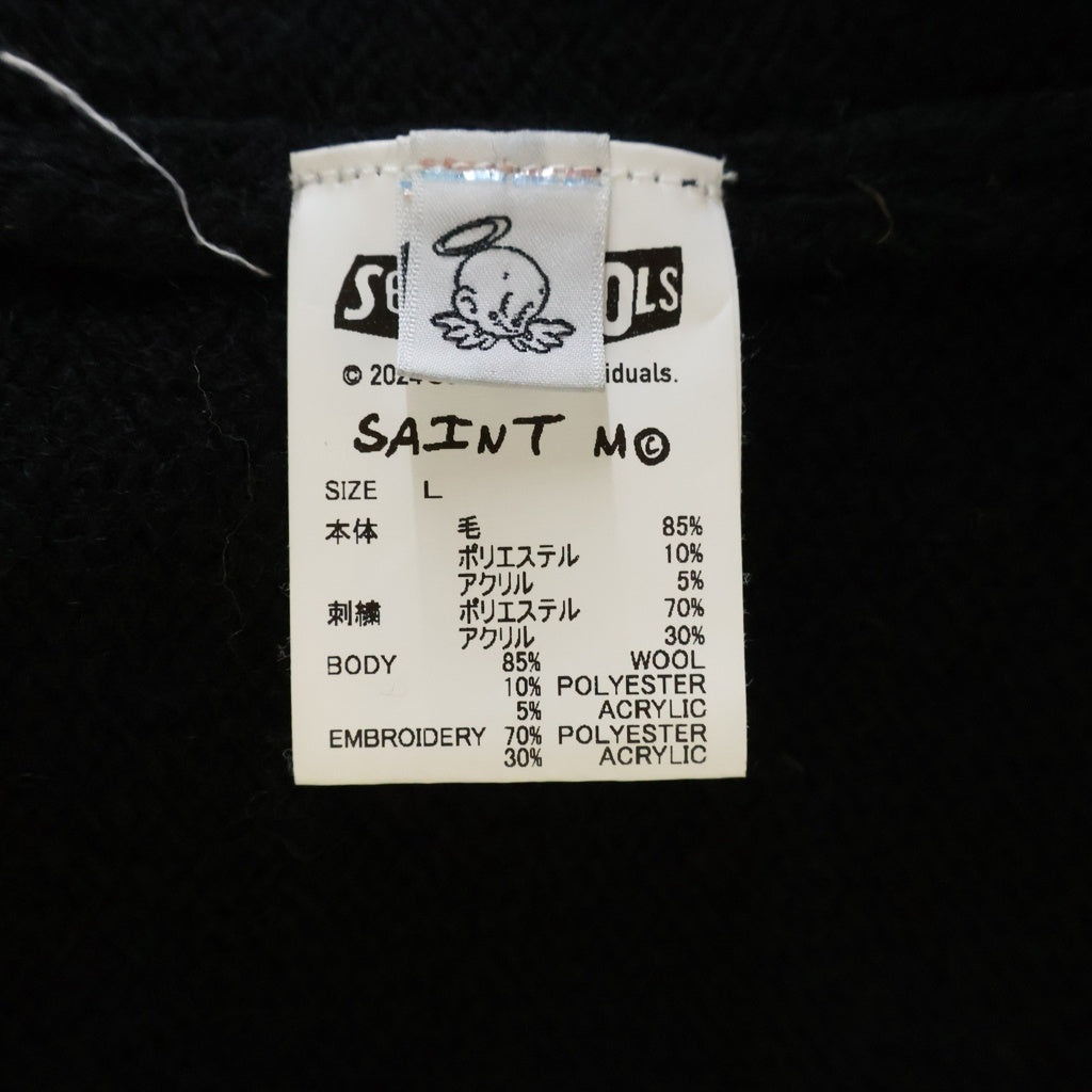 SAINT MICHAEL(セントマイケル) 24AW×Sex Pistols xセックスピストルズ SP CREW KNT I AM A クラッシュ加工クルーネックニットセーター ブラック SM-YS1-0000-C24