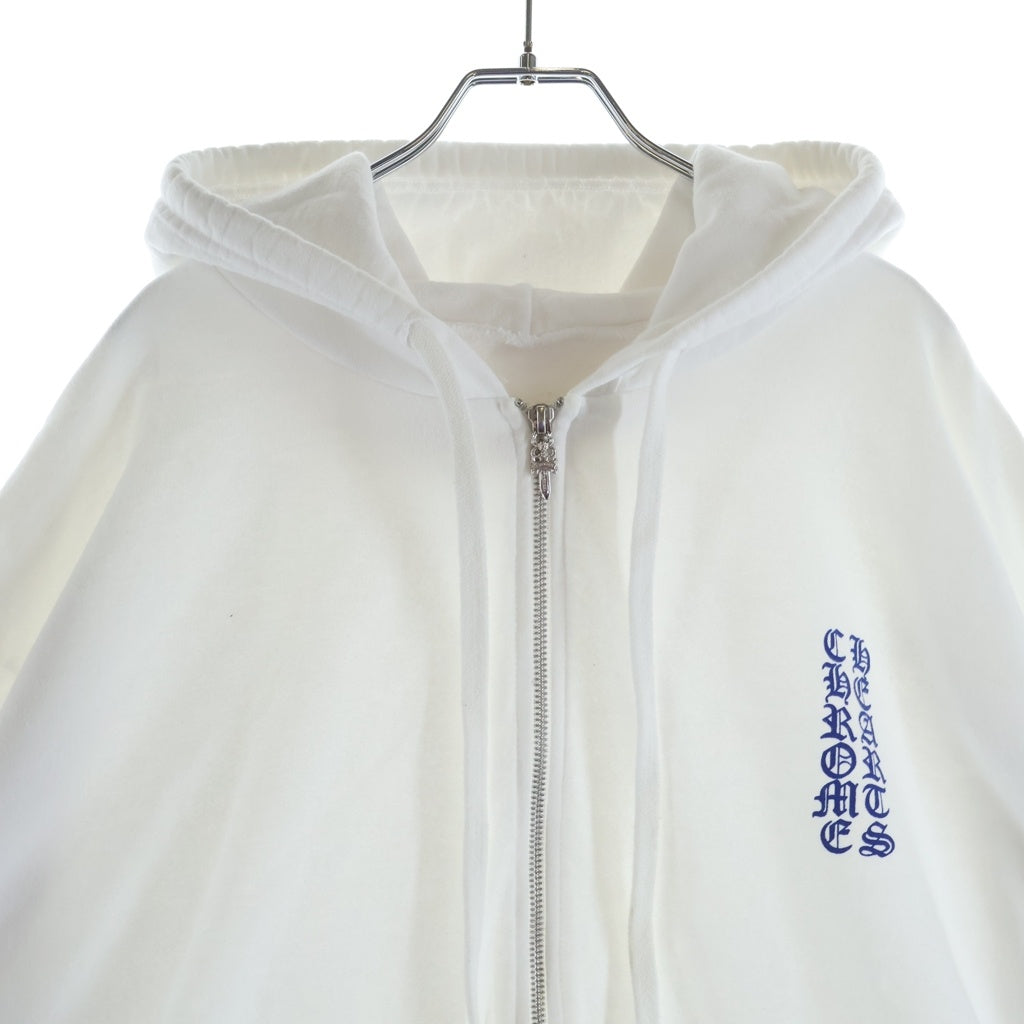 CHROME HEARTS(クロムハーツ) SWTSHRT HD ZIP 袖英字プリントダガージップパーカー ホワイト/ブルー -