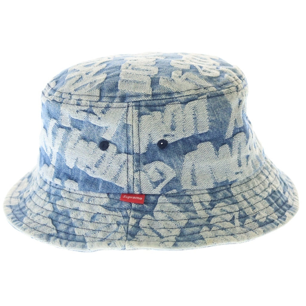 SUPREME(シュプリーム) 22SS Fat Tip Jacquard Denim Crusher フラットチップ ジャガードデニム バケットハット 帽子 インディゴ