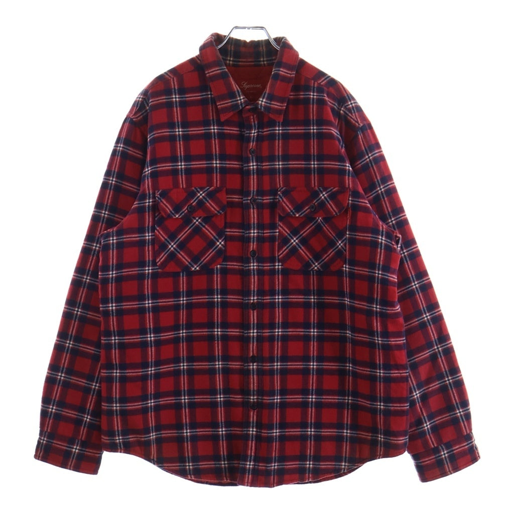 SUPREME(シュプリーム) 19AW Arc Logo Quilted Flannel Shirt アーチロゴ キルティング フランネル 長袖シャツ レッド -
