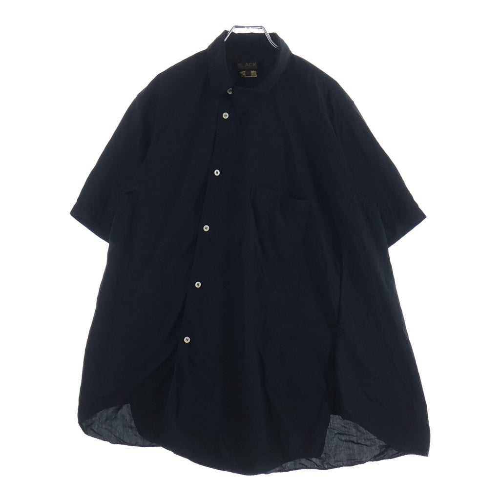 BLACK COMME des GARCONS(ブラックコムデギャルソン) エステルスパンブロード製品後加工 半袖シャツ ブラック 1Q-B020-052