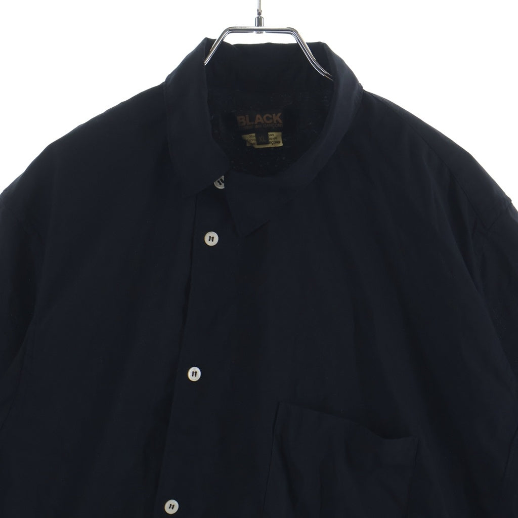 BLACK COMME des GARCONS(ブラックコムデギャルソン) エステルスパンブロード製品後加工 半袖シャツ ブラック 1Q-B020-052