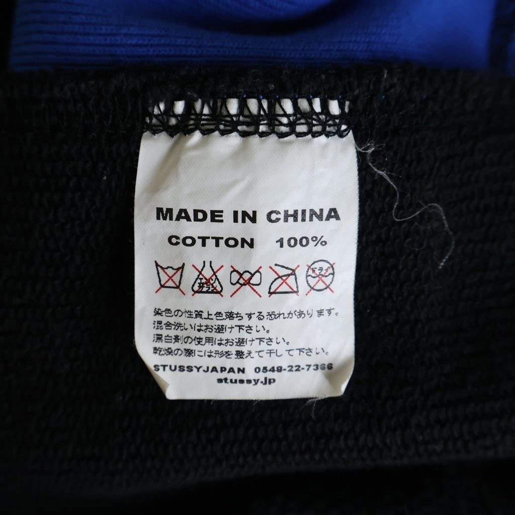 STUSSY(ステューシー) 00S GLOBAL ROOTS 金タグ フロントプリント ジップアップパーカー フーディー ブラック/ブルー -