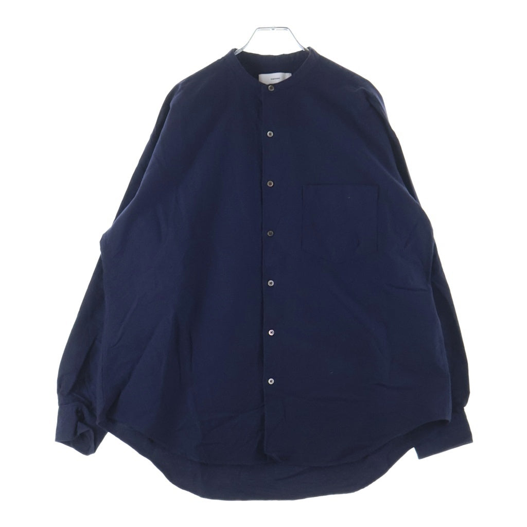 Graphpaper(グラフペーパー) Oxford L/S Band Collar Box Shirt オックスフォード バンドカラー ボックス シャツ 長袖シャツ ネイビー GM254-50014B
