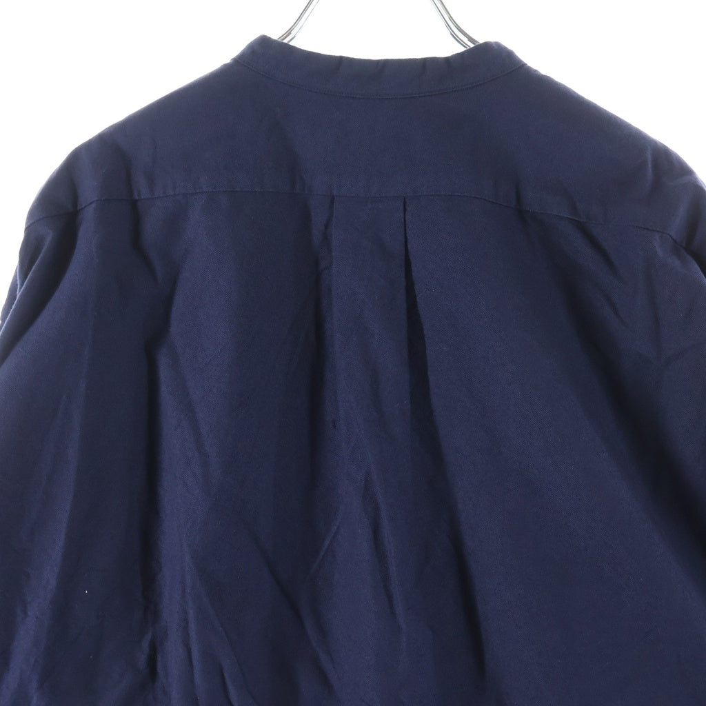 Graphpaper(グラフペーパー) Oxford L/S Band Collar Box Shirt オックスフォード バンドカラー ボックス シャツ 長袖シャツ ネイビー GM254-50014B